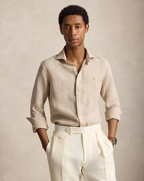 OG Custom Fit Houndstooth Linen Shirt - Polo Ralph Lauren
